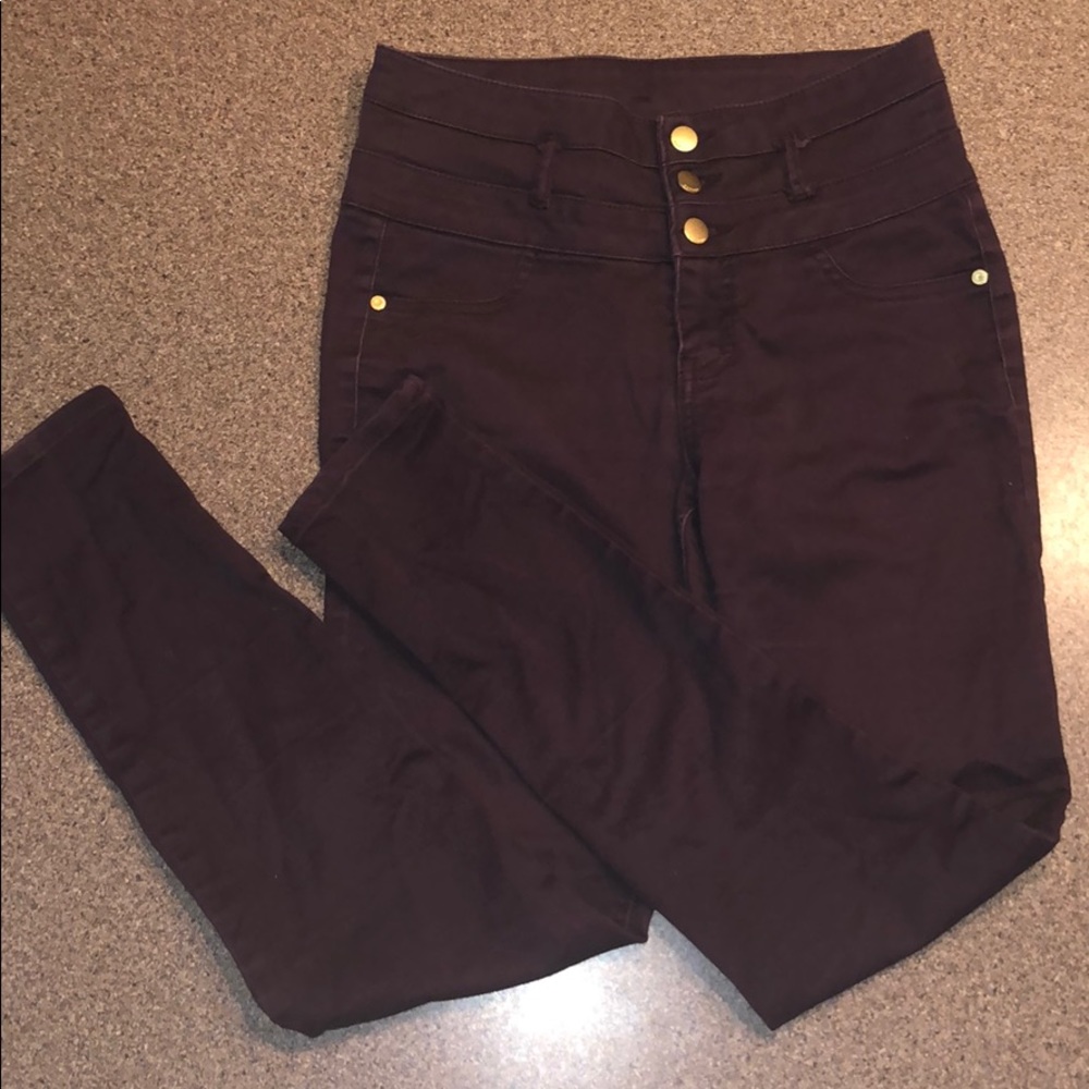 Refuge High Waisted Maroon Jeggings